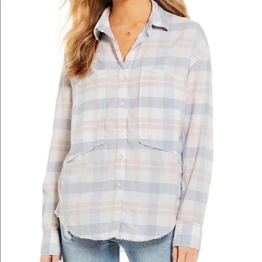 Free People Loveland Plaid Shirt Pastel Combo - Picture 2 of 8